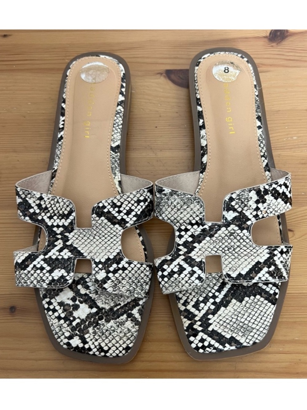 Madden Girl Snakeskin Print Slide Sandals Women's Size 8